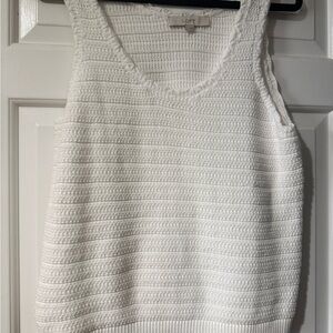 LOFT Women's Cream Textured Tank Top